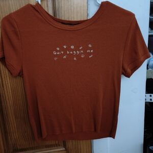 Embroidered Orange Crop Top